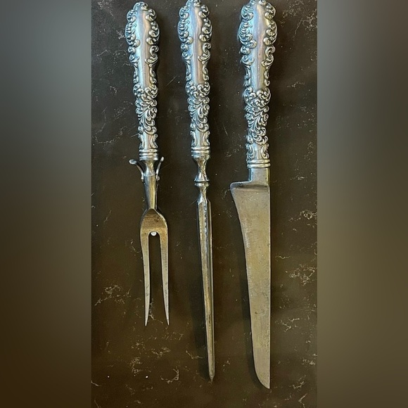 Vintage Sterling Silver Hollow Handle Carving Set (3) piece - Picture 5 of 9